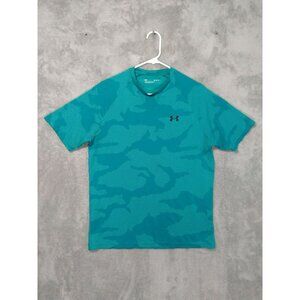Under Armour Shirt Mens Medium Blue Camo Velocity Jacquard Short Sleeve Loose